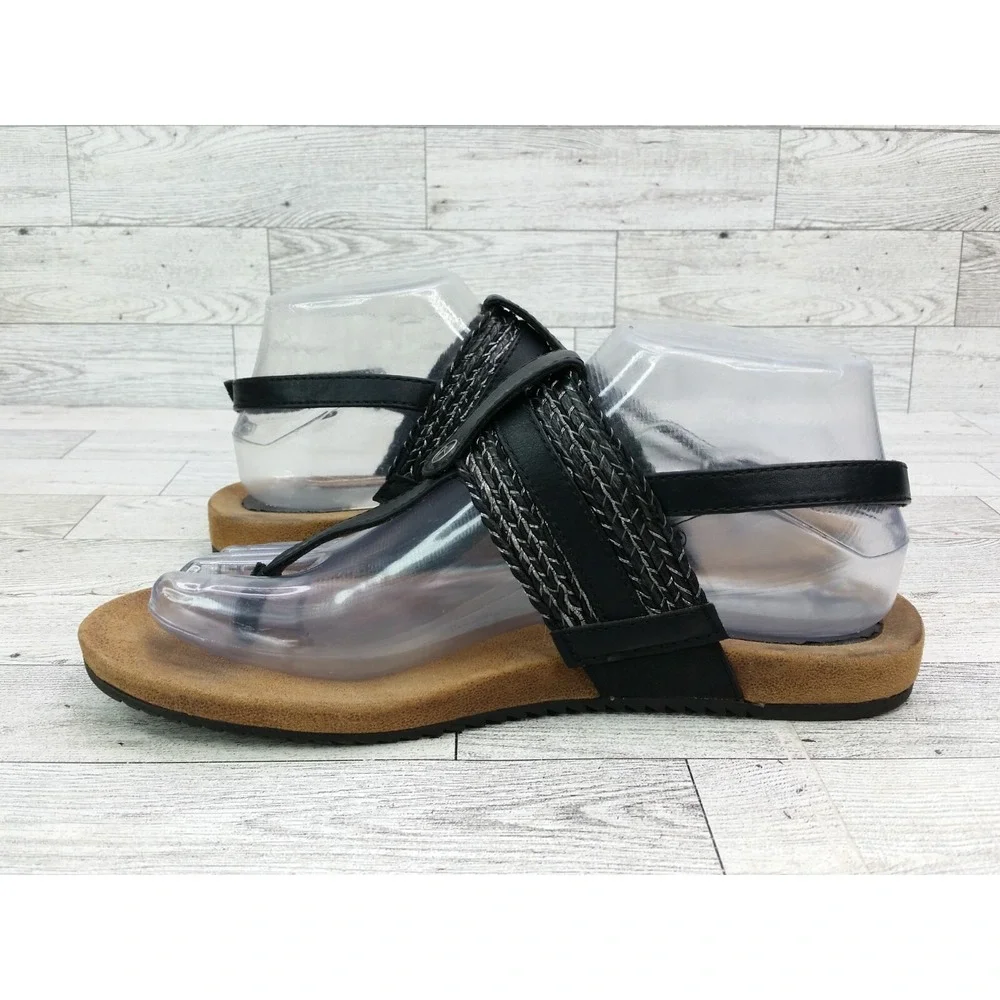 Women's Tamaris Thong‎ Sandals Black Straps Flats Size EU 38 US 7.5/8 Shoes
